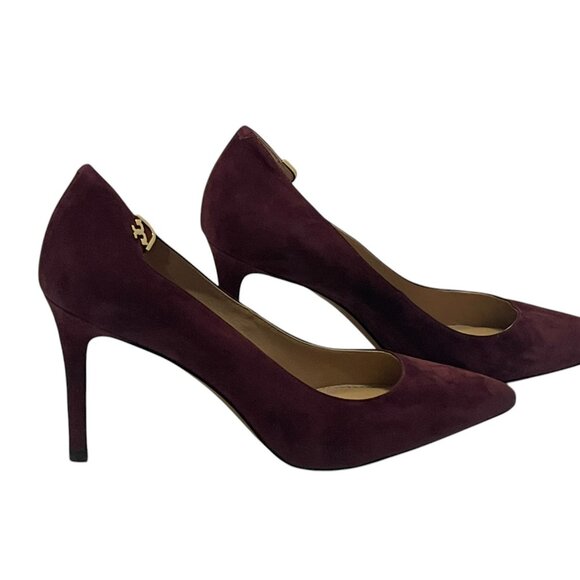 Tory Burch Elizabeth 85mm heels Suede Leather Royal Port Size 8.5 - Picture 5 of 12
